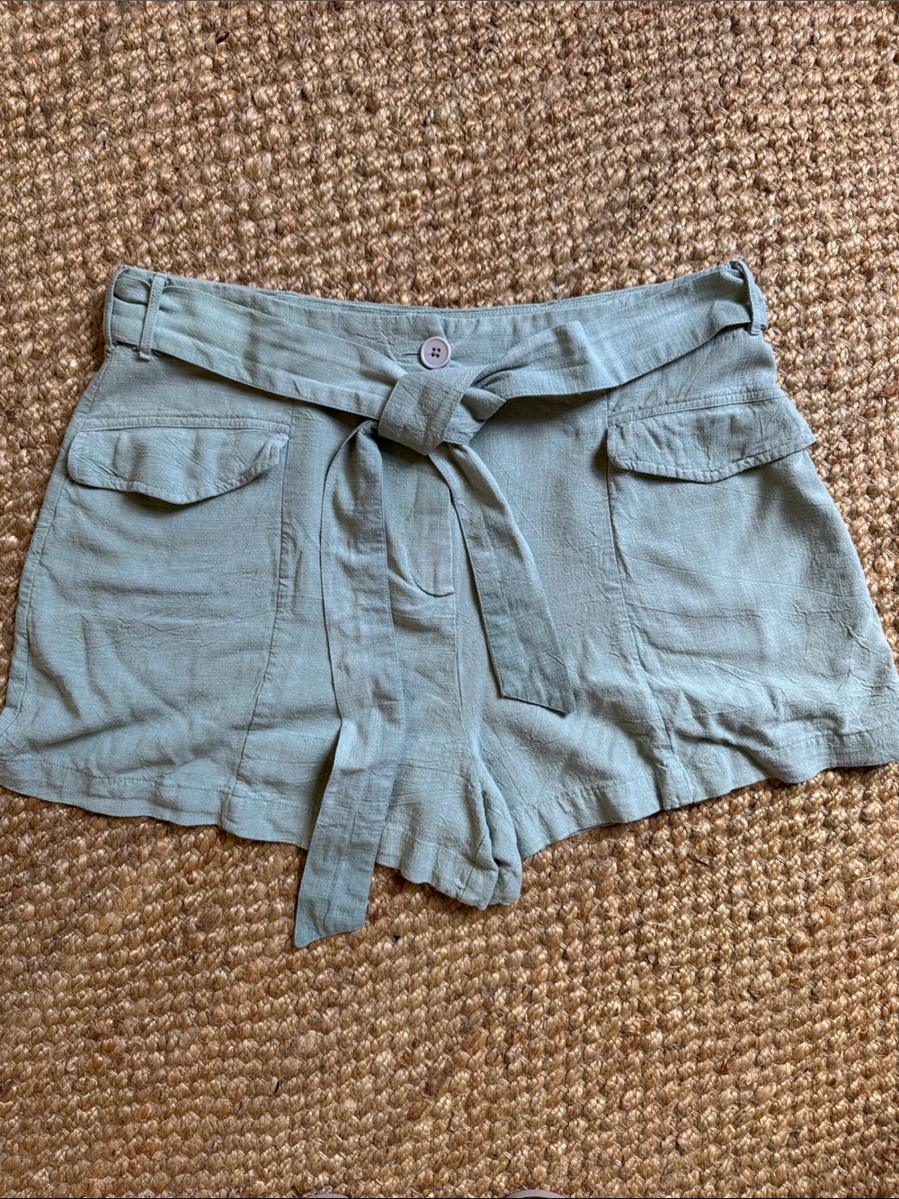 Dizzy Lizzy LA Sage Tie-Belt Shorts 100% Cotton LG